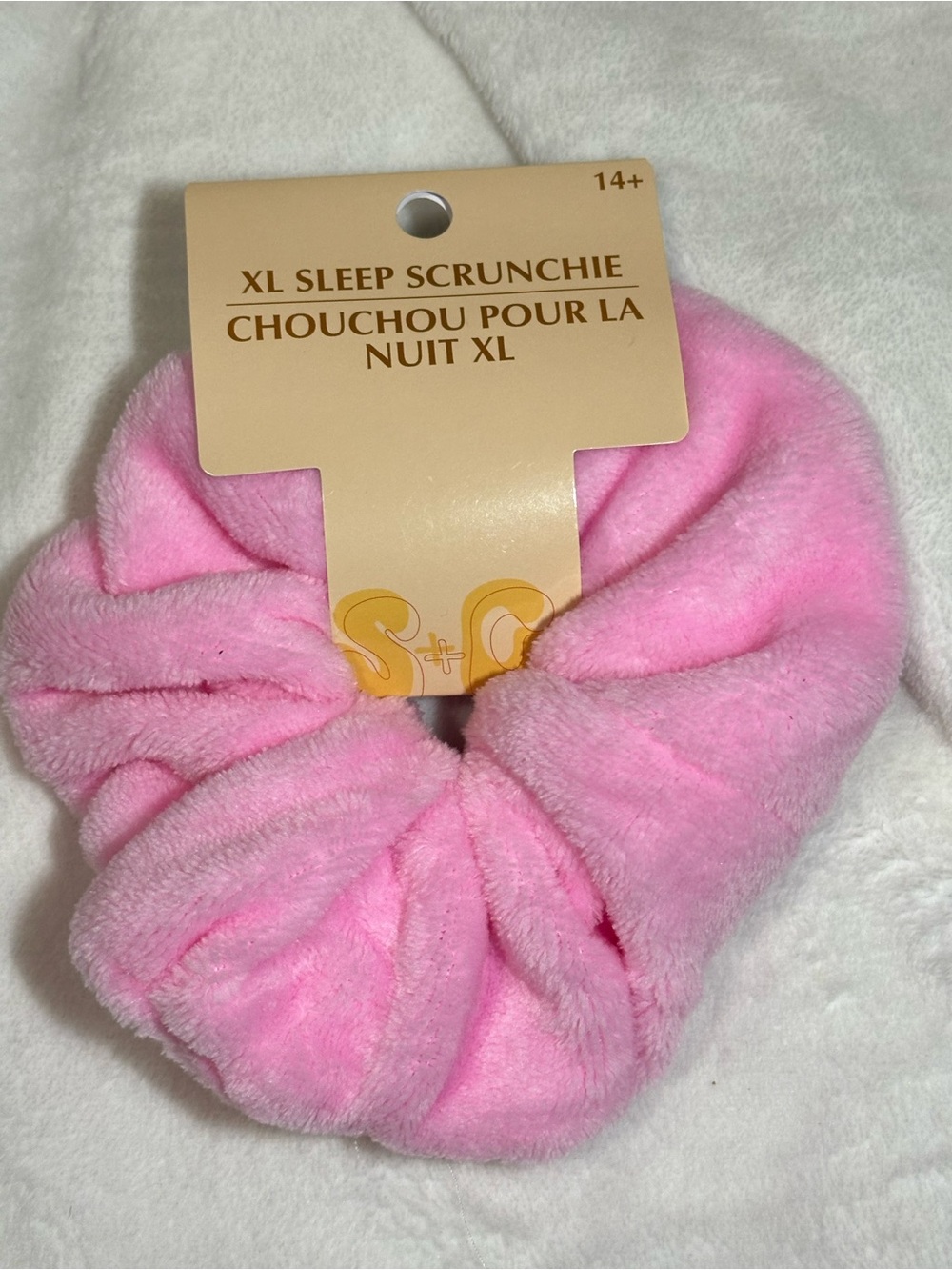 XL Night Sleep Scrunchie - Soft Fuzzy Pink Jumbo Cloud Hair Band